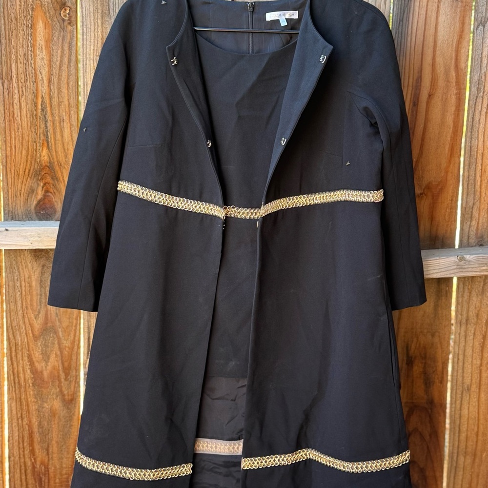 PAULE KA Black Trench Coat with Gold Accents 2pc Set Women’s